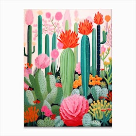 Pink And Green Cacti Canvas Print