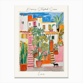 Poster Of Lima, Dreamy Storybook Illustration 2 Canvas Print