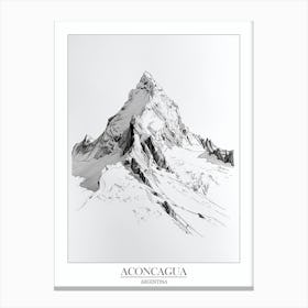 Aconcagua Argentina Line Drawing 1 Poster Canvas Print