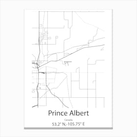 Prince Albert,Canada Minimalist Map Canvas Print