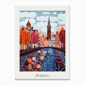 Poster Of Amsterdam, Illustration In The Style Of Pop Art 3 Canvas Print