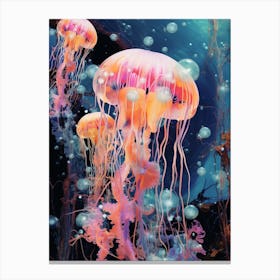 Jellyfish Retro Space Collage 1 Canvas Print