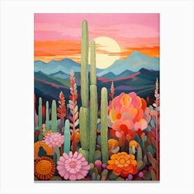 Cactus In The Desert Painting Organ Pipe Cactus 1 Canvas Print