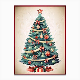 Christmas Tree, Vintage Postcard 1 Canvas Print