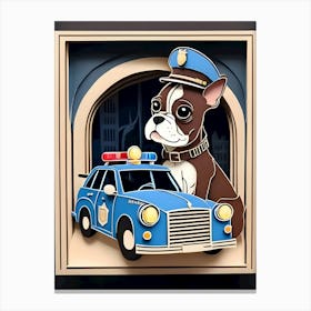 Boston Terrier Police Car-Reimagined 2 Canvas Print