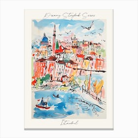 Poster Of Istanbul, Dreamy Storybook Illustration 4 Canvas Print