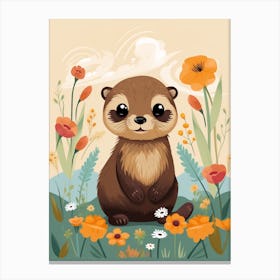 Baby Animal Illustration  Otter 4 Canvas Print
