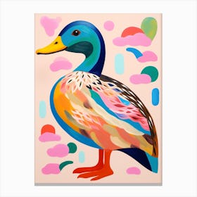 Pink Scandi Mallard Duck 3 Canvas Print
