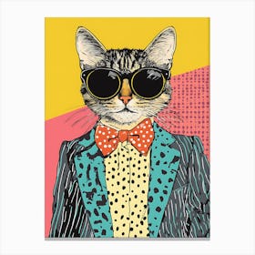 Super Cool Cat Illustration Pop 8 Canvas Print