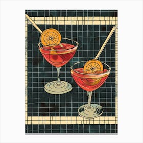 Abstract Cocktails On A Tiled Background Canvas Print