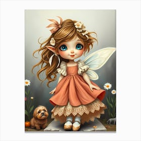 Fairy Girl with puppies Canvas Print