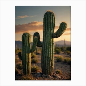 Cactus At Sunset Canvas Print