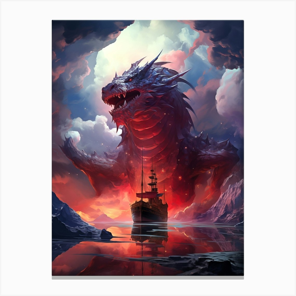 Godzilla On FIRE!, Fine Art Print