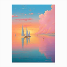 Sunset Sailboats 3 Canvas Print