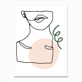 Female Face Lip Bite Art Canvas Print