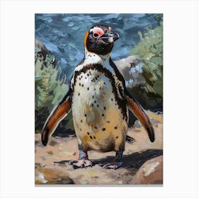 African Penguin Ross Island Oil Painting 4 Canvas Print