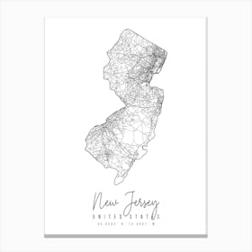 New Jersey Minimal Street Map Canvas Print