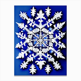 Intricate, Snowflakes, Blue & White Illustration 4 Canvas Print