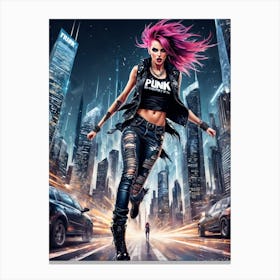 Girl With Pink Hair Canvas Print