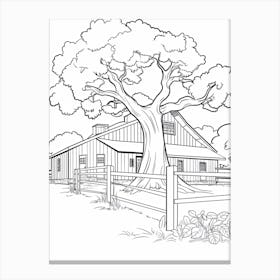 The Golden Oak Ranch (Inside Out) Fantasy Inspired Line Art 1 Canvas Print