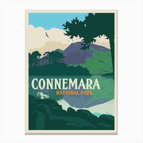 Connemara National Park Travel Poster Canvas Print