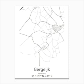 Bergeijk,Netherlands Minimalist Map Canvas Print