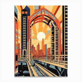 Umeda Sky Building, Japan Vintage Travel Art 3 Canvas Print