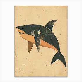 Shark Listening To Music With Headphones Muted Pastels Canvas Print