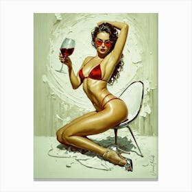 Modeling With A Glass Of Wine 16 Canvas Print