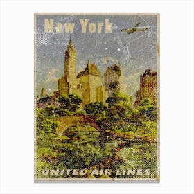 Vintage Travel Poster ― New York United Air Lines Canvas Print