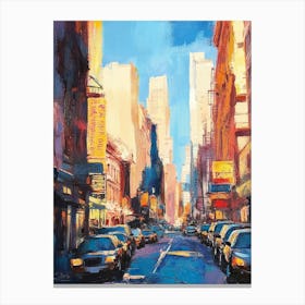 Colorful Painting Of City Street On Sunny Day Canvas Print