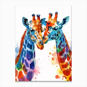 Giraffe Pair Watercolour 2 Canvas Print