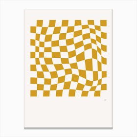 Wavy Checkered Pattern Poster Yellow Canvas Print