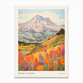 Mount St Helens United States 5 Colourful Mountain Illustration Poster Canvas Print