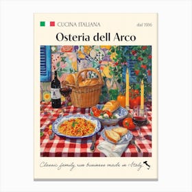 Osteria Dell Arco Trattoria Italian Poster Food Kitchen Canvas Print