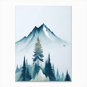 Mountain And Forest In Minimalist Watercolor Vertical Composition 57 Canvas Print