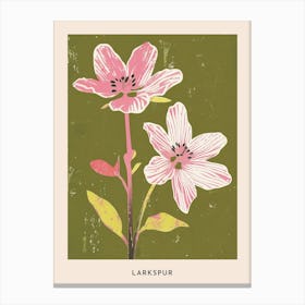 Pink & Green Larkspur 3 Flower Poster Canvas Print