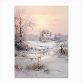 Dreamy Winter Painting Cotswolds United Kingdom 3 Canvas Print