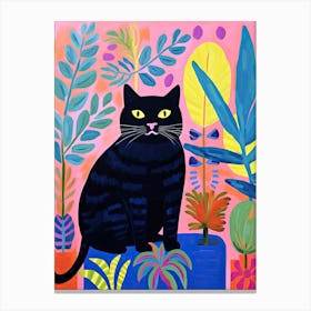 Black Cat In The Jungle, Matisse Inspired Canvas Print