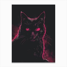 Black Cat With Pink Eyes Canvas Print