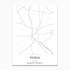 Hobro,Denmark Minimalist Map Canvas Print