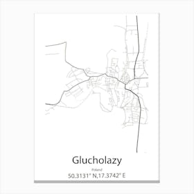 Glucholazy,Poland Minimalist Map Canvas Print