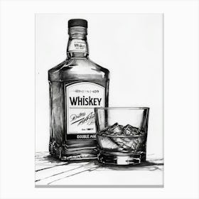 Whiskey Bottle And Glass Canvas Print