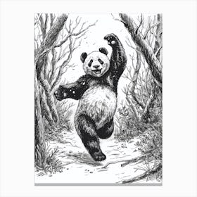 Giant Panda Dancing Ink Illustration The Woods Ink Illustration 2 Canvas Print