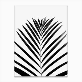 Minimal Palm Leaf Black And White Canvas Print