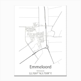 Emmeloord,Netherlands Minimalist Map Canvas Print