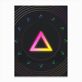 Neon Geometric Glyph in Pink and Yellow Circle Array on Black n.0066 Canvas Print
