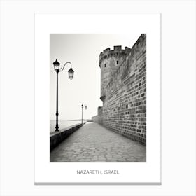 Poster Of Rhodes, Greece, Photography In Black And White 3 Canvas Print