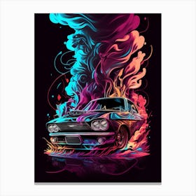 Muscle Smoke Drift Retro Racing vintage classic Car 6 Canvas Print