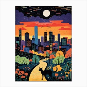 Beijing, China Skyline With A Cat 2 Canvas Print